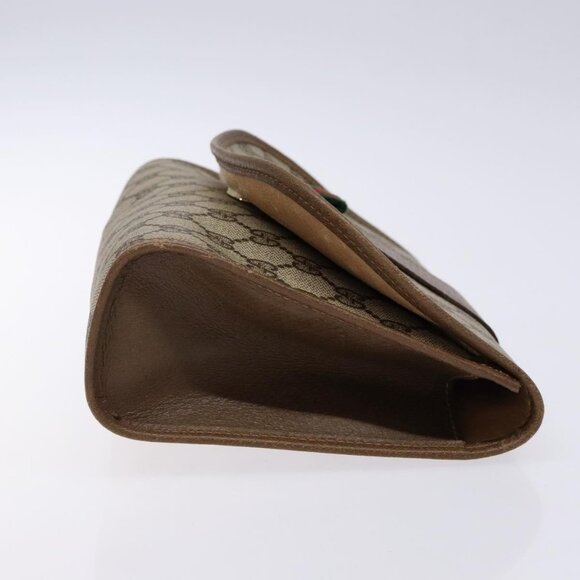 GUCCI GG Canvas Web Sherry Line Clutch Bag Beige Red - Picture 4 of 15